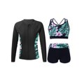 thumbnail image 1 of Manyakai 3Pcs Girls Tankini Rashguard Swimsuit Set Long Sleeve Swim Shirt Crop Top with Swim Trunk Black 16, 1 of 7