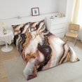 thumbnail image 4 of Pink Marble Comforter Set For Girls Adults Bronzing Stone Pattern Quilt Queen Size Gold Glitter Marbling Bedding Set Modern Abstract Art Bedding Comforter Sets, 4 of 7