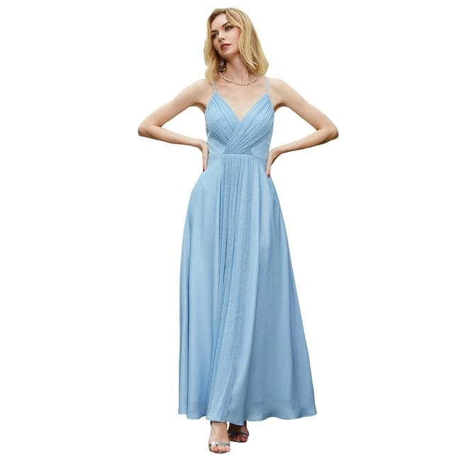 ANGEL FASHIONS Women Spaghetti strap V Neck A-line Prom Dress Small