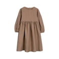 thumbnail image 2 of RXIRUCGD Robe Princesse à Manches Longues Unie pour Fille, Col Rond, Jupe à Nœud Princesse, Café, Taille : 3 Ans, 2 of 9