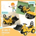thumbnail image 3 of HOMCOM Bulldozer Jouet à Chevaucher avec Seau, Klaxon, Volant, Rangement, Tout-Petits de 3 Ans, Jaune, 3 of 8