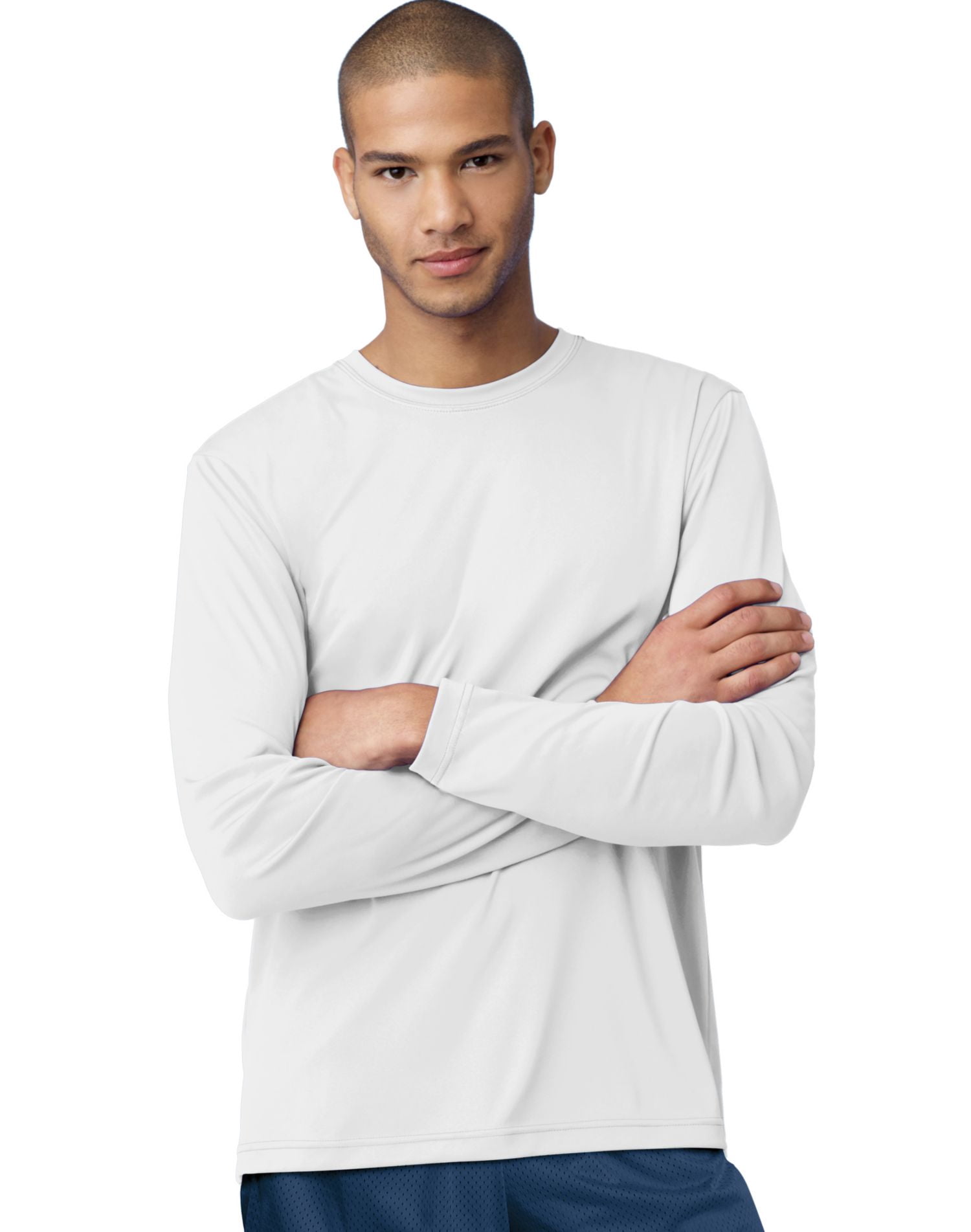 Hanes T-Shirt à Manches Longues pour Hommes Cool DRI Performance - Meilleur Vendeur, TP, Blanc