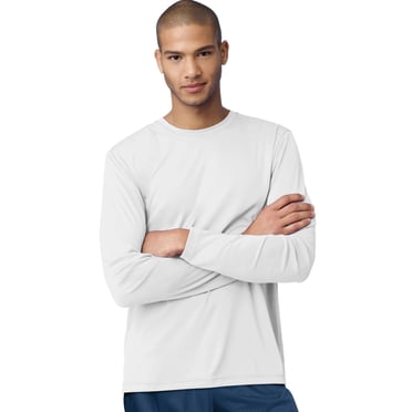 Hanes Cool DRI Performance Men`s Long-Sleeve T-Shirt - Best-Seller, XL, White
