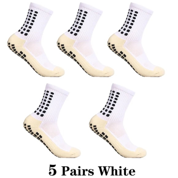 LNGOOR 5 Pairs Anti-Slip Soccer Socks Men Women Outdoor Sports Grip Football Socks Basketball Tennis Rugby Socks 39-45