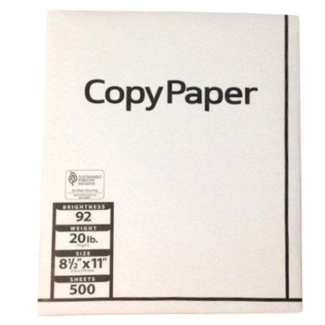 Papier pour Imprimante Copieur, 8 1/2 x 11 Pouces (Format A4), Poids de 20 lb, avec une Luminosité de 92. Comprend 1 Rame de 500 Feuilles Blanches. Idéal pour le Bureau et l'École, avec certification Durable. Emballé dans un design Propre et Minimaliste.
