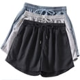 thumbnail image 1 of Diufon Womens 3PCS Jogger Shorts Elastic Waist Drawstring Yoga Shorts Solid Color Shorts with Pockets, 1 of 7