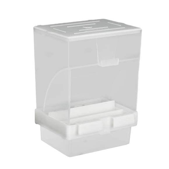 Bird Feeder for Cage, Adjustable Anti-Splash Transparent Double Mesh, Curved Sliding Tray and Removable Baffle, Small Birds