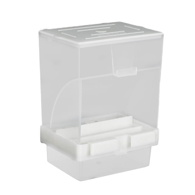 Bird Feeder for Cage, Adjustable Anti-Splash Transparent Double Mesh, Curved Sliding Tray and Removable Baffle, Small Birds
