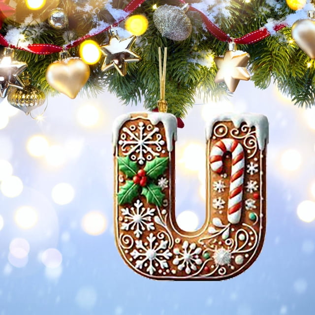 Rwnbm 26 Letters Christmas Tree Decoration Pendant Christmas Tree Ornaments Personalized DIY Christmas Ornaments Christmas Decoration Xmas Tree Hanging Decor Feature