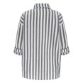 thumbnail image 4 of TIMIFIS Women's Striped Button Up Shirts Fall Casual V Neck Shirt with Cufflink and Adjustable Sleeve Tops, 4 of 8
