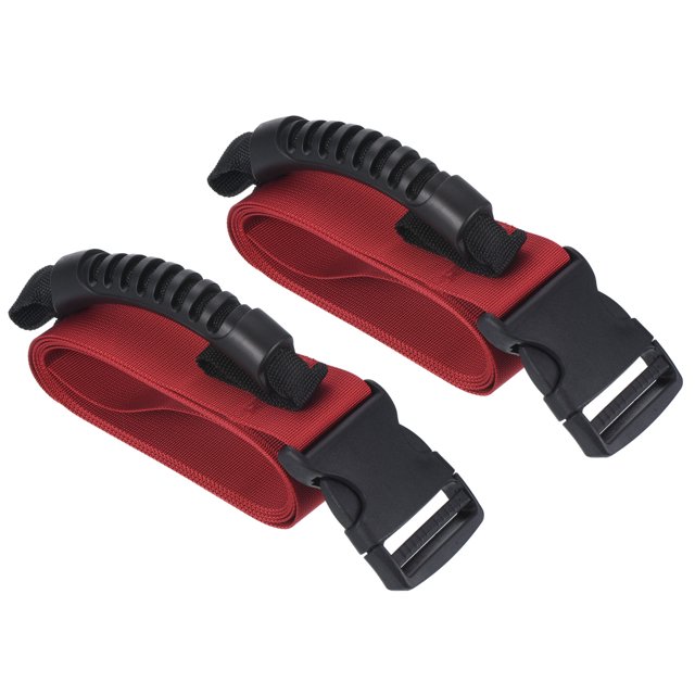Unique Bargains Carrying Strap with Handle, 2 Pack Adjustable Nylon Belt for Moving Boxes Grocery Luggage, Red