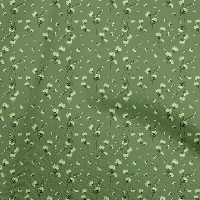 oneOone Velvet Green Fabric Floral Sewing Craft Projects Fabric Prints By Yard 58 Inch Wide