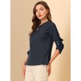 thumbnail image 4 of INSPIRE CHIC Women's Work Pleated Shirred 3/4 Sleeve Pullover Top, 4 of 6
