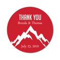 thumbnail image 1 of Darling Souvenir Round 45 Pcs Snowy Mountain Thank You Stickers Personalized Bride Groom Names And Date Envelope Seals-Red, 1 of 4
