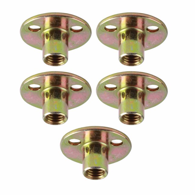 Fafeicy 5 Pcs Écrou à Bride en T, Écrou de Fixation de Meuble en Fer Galvanisé à 3 Trous Base Ronde