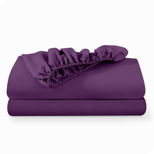 Bare Home 2-Pack Fitted Sheets - Premium 1800 Collection - Ultra-soft - Deep Pocket - Twin, Plum