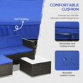 thumbnail image 4 of 3Pieces Patio Furniture Sets, Wicker Outdoor Sectional Furniture with Glass Table and Cushions, Rattan Patio Conversation Sets for Garden, Poolside, Backyard, 4 of 7