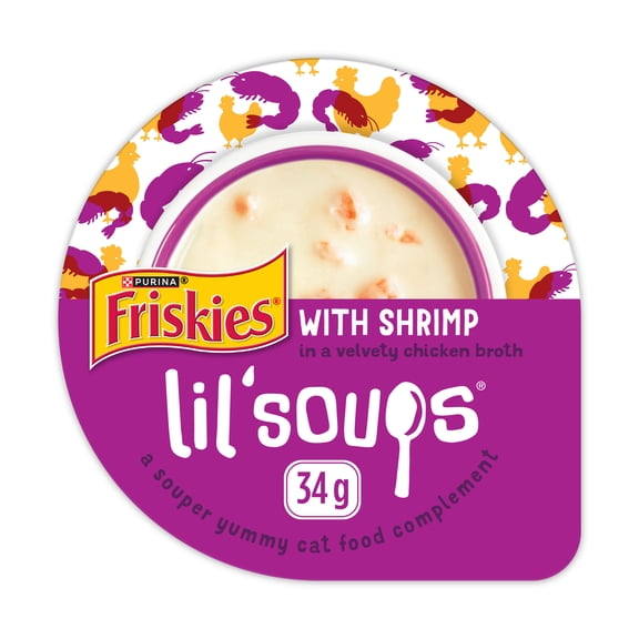 Purina Friskies Lil' Soups with Shrimp in a Velvety Chicken Broth, Wet Cat Treats 34G