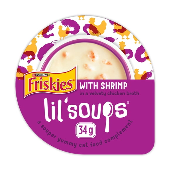 Purina Friskies Lil' Soups with Shrimp in a Velvety Chicken Broth, Wet Cat Treats 34G