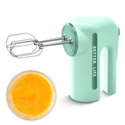 Green Cordless Stand Mixer with 2 Detachable 304 Stainless Steel Whisks, 5-Speed Adjustable Electric Hand Mixer for Baking - 33W Powerful Motor, 2400mAh Rechargeable, Shock-Absorbing Design, Easy to