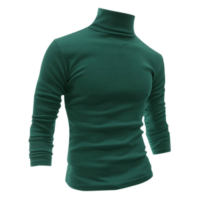 INSPIRE CHIC Men's Pullover Turtle Neck Long Sleeves Stretchy Slim Fit Tops