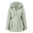 thumbnail image 2 of MASRIN Running Jacket  Womens Basic Hoodie Jackets Solid Color Zip Up Hooded Coats with Pockets Plus Size Loose Outwear Sweatshirts Sweater Stone, 2 of 5
