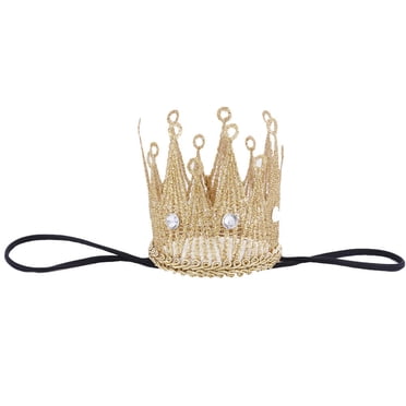 Shisuyan Crowns Crown Headband Golden Rhinestones Fabric 1Pack 2.5X2.4In