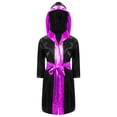 thumbnail image 1 of Alvivi Enfants Garçons Robe de Boxe Art Martial Muay Thaï Uniforme Manches Longues Kick Boxe Robe à Capuche Ensembles Noir&Rose Vif A 16, 1 of 5