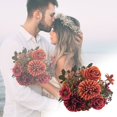 thumbnail image 4 of Artificial Rose Silk Hydrangea Flowers Bouquets, Fake Flowers in Vase, Realistic Fake Peony Hydrangea Roses Bouquet, 1Pcs Faux Hydrangea Flowers, Dining Table Decor Red 12.2 In, 4 of 9