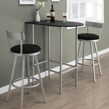 Monarch Specialties I 2335 Home Bar 24"X 36" Black Silver Metal Spacesaver
