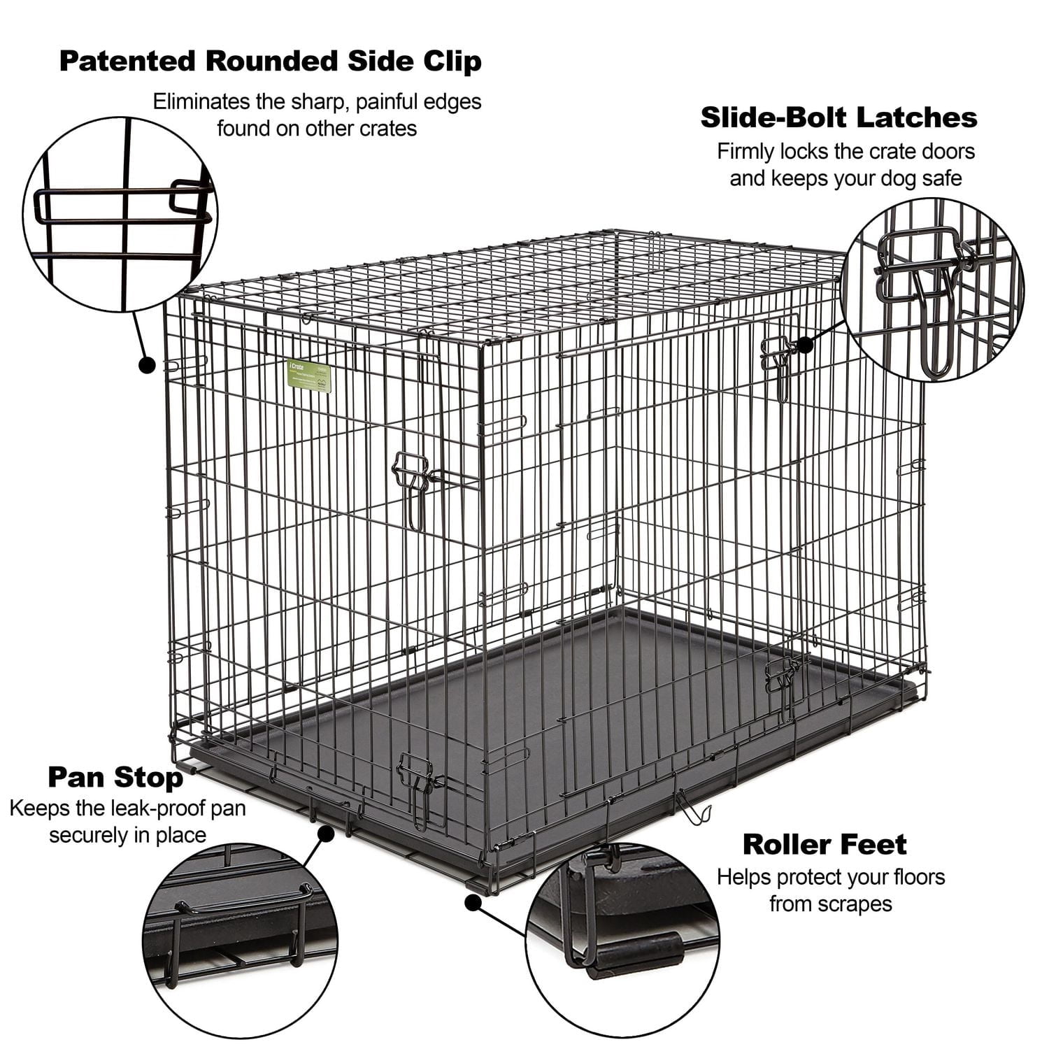 Midwest iCrate Caisse Pliante pour Chien à Double Porte avec Panneau de Séparation
