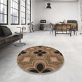 thumbnail image 4 of Ahgly Company Tapis d'Intérieur Lavable à la Machine, Carré, Transitionnel, Bronze Brun, Tapis de Zone, 3 Pieds Carré, 4 of 7