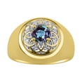 thumbnail image 1 of RYLOS Men's Rings 14K Yellow Gold Designer Gypsy 7MM Round Gemstone & Diamond Ring Alexandrite June Birthstone Size 13, 1 of 6