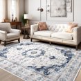 thumbnail image 1 of 6'7"x10' Area Rugs for Living Room, Meafeng Non Slip Carpets Machine Washable Retro Rug for Bedroom Decor 7x10, Blue, 1 of 8