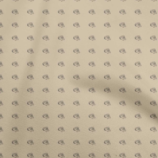 oneOone Rayon Light Beige Fabric Retro Telephone Sewing Craft Projects Fabric Prints By Yard 56 Inch Wide