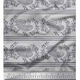 thumbnail image 1 of Soimoi Polyester Crepe Fabric Stripe,Leaves & Hen Block Printed Fabric 1 Yard 52 Inch Wide, 1 of 3