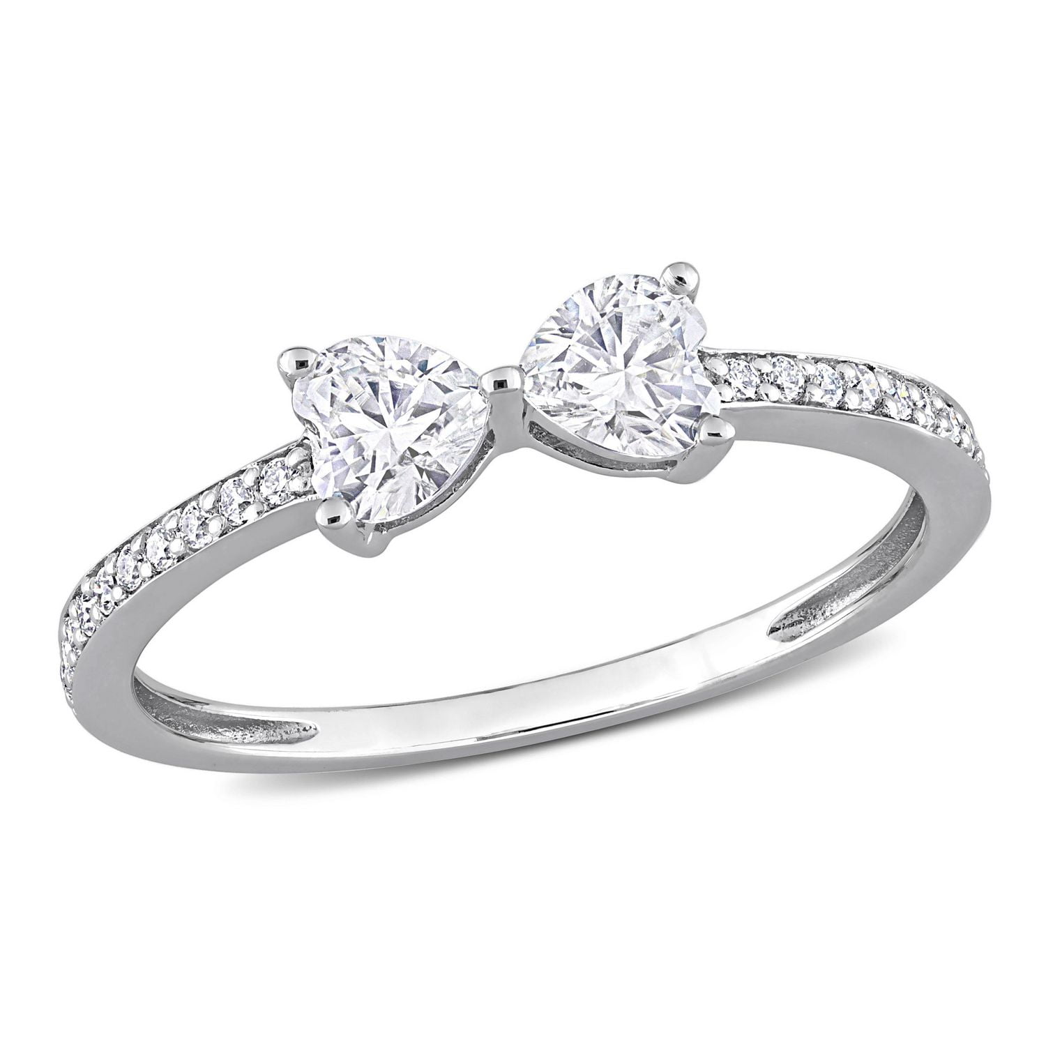 Bague Coeur à Deux-Pierres Miabella avec 3/5 Carat PBT de Moissanite en Argent Sterling