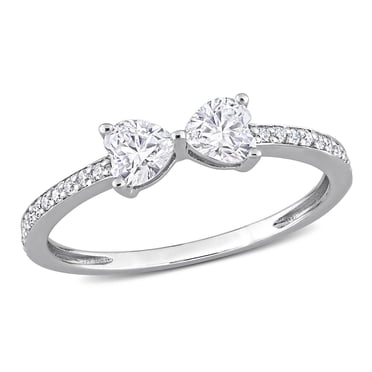 Miabella 3/5 Carat T.G.W. Created Moissanite Sterling Silver Two-Stone Heart Ring