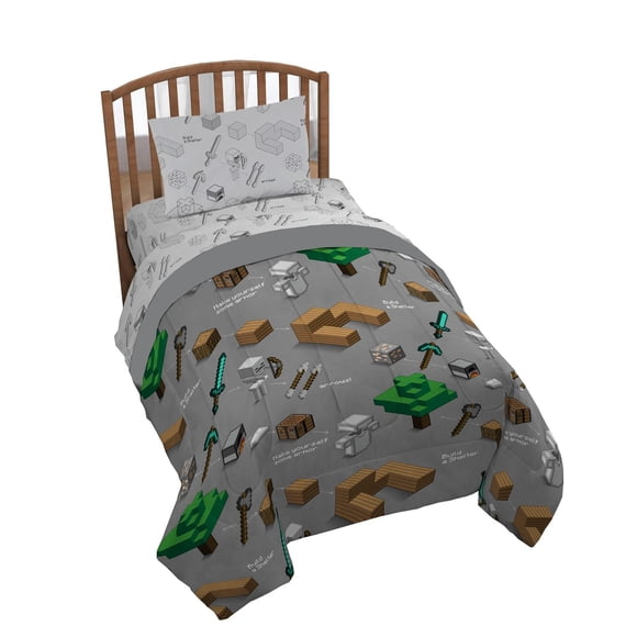 Minecraft 4pc Twin Bed Set and Bonus Tote.