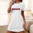 thumbnail image 2 of Chemise de Nuit pour Femme à Manches Courtes, Vêtement de Nuit Confortable, T-Shirts de Nuit Imprimés à Col Rond, Robe de Sommeil Tee, Robe de Pyjama Douce et Ample, Blanc G, 2 of 5
