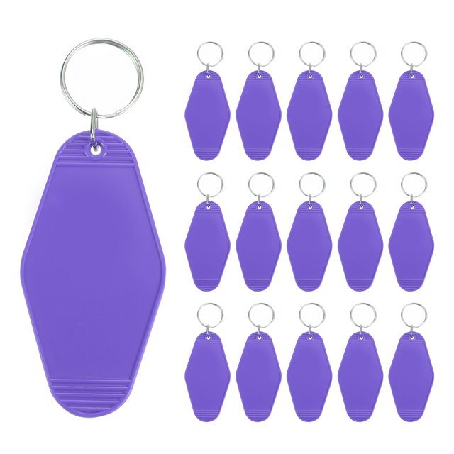 Unique Bargains Vintage Motel Keychain Blank Hotel Keychains Rhombus Retro Key Tag, Purple, 16 Pack