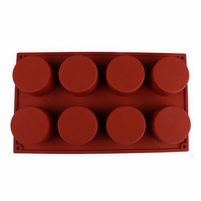 Moule Rond Flexible en Silicone pour Biscuits et Bonbons, Moule à Chocolat avec Huit Cavités Rondes sur un Plateau Rectangulaire en Silicone de Qualité Alimentaire. le Moule Mesure 29,3 x 17,2 x 3,7 cm, Chaque Cavité Mesure 5,8 x 5,8 x 3,5 cm. Idéal pour Cuire des Gâteaux, des muffins, des Chocolats et Fabriquer des Bougies. le Moule Va au Micro-Ondes et au Four, avec une Résistance à la Température de 392 °F à 572 °F, en Faisant un Outil de Pâtisserie Polyvalent.