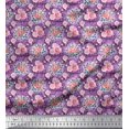 thumbnail image 1 of Soimoi Viscose Chiffon Tissu Feuilles & Rose Imprimé Floral 1 Yard 42 Inch Wide, 1 of 3