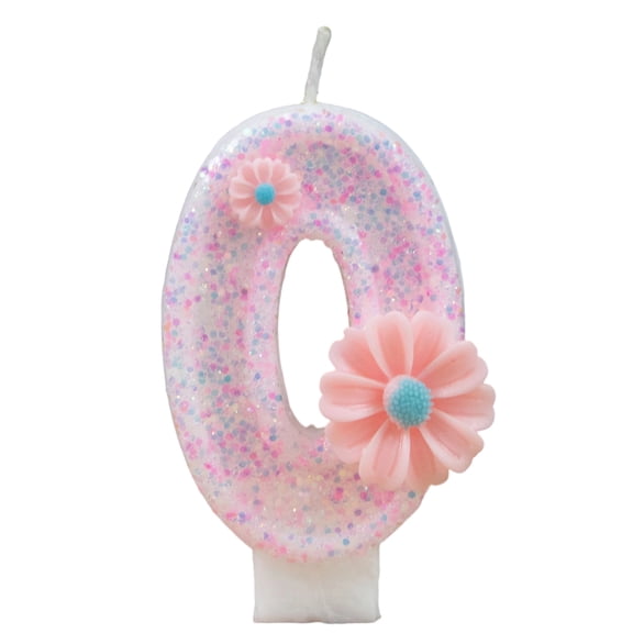 Daisy Bougie Chiffre, Décoration de Gâteau Florale, Bougies Chiffres Roses pour Anniversaire, Décoration de Gâteau Bougie Chiffre Scintillante, Décorations de Cupcakes pour Femmes, Fête Anniversaire et Autre Célébration, Chiffre Daisy Rose 0