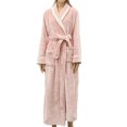 thumbnail image 4 of Gift TIMIFIS Pinks Mens Womens Robe Soft Plush Fleece Hooded Bathrobe, Full Length Long Warm Lounge Robe Spa Bath Robe with Hood pring/Summer, 4 of 6