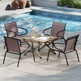 thumbnail image 4 of Costway Patio Chairs Set of 2 with Breathable Fabric & Metal Frame Armrests for Poolside Brown, 4 of 9