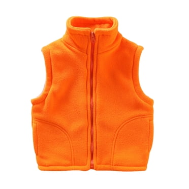 ZACPNCV Baby Boys Polar Fleece Sleeveless Jacket Outerwear Vests Orange 7-8 Years