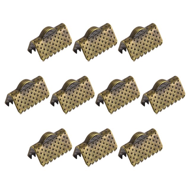 Unique Bargains 300Pack Ribbon Crimp Clamp Ends 10mm Cord End Clasp for DIY Craft Bronze Tone