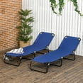thumbnail image 2 of Outsunny Ensemble de 2 Chaises Longues d'Extérieur Pliantes, Dossier Réglable, Bleu, 2 of 10