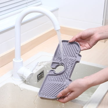 Meitianfacai Pare-Éclaboussures pour Évier de Cuisine, Tapis de Robinet d'Évier en Silicone, Coussinet de Drainage d'Évier derrière le Robinet, Accessoires d'Évier de Cuisine 10,6 Pouces X 4,3 Pouces, Tapis Absorbant pour Robinet, Tapis Attrape-Eau pour Robinet de Salle de Bain (Gris)